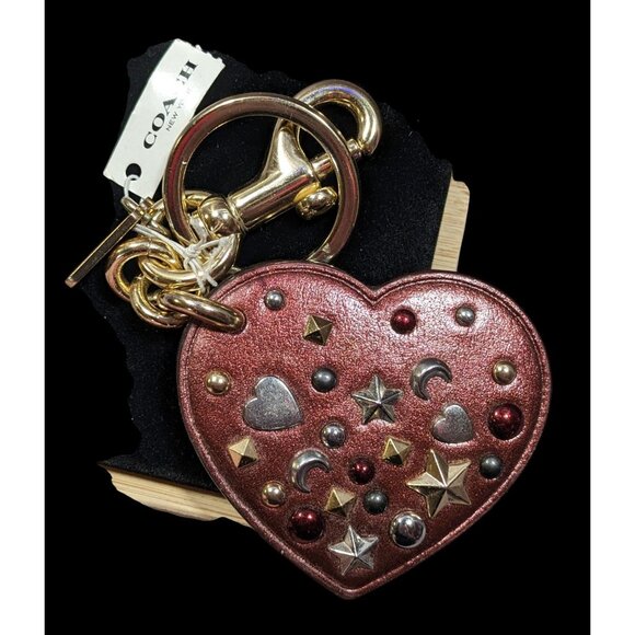 Coach Stardust Studs Red Heart Bag Charm/Keychain - Picture 1 of 6